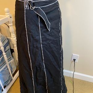 Willi Smith Black A-Line Skirt with White Stitching